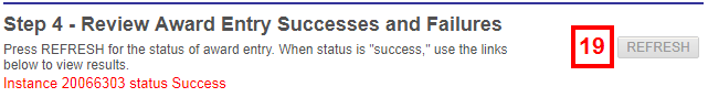 award load page - step 4: Review Award Entry Successes and Failures