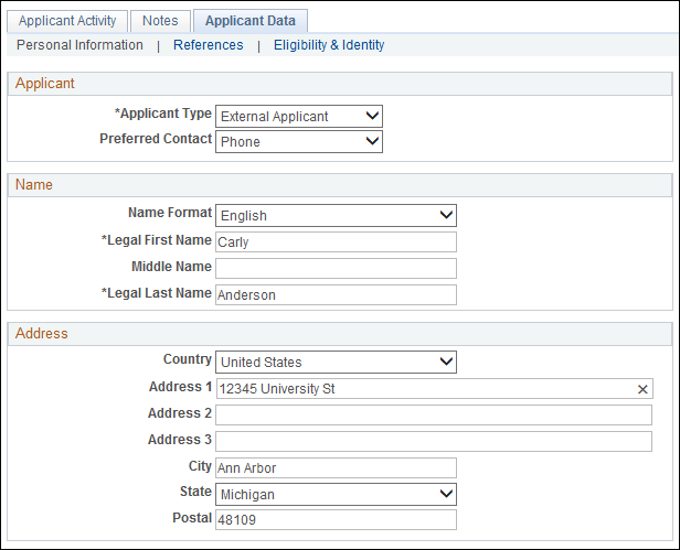 Applicant Name, Address