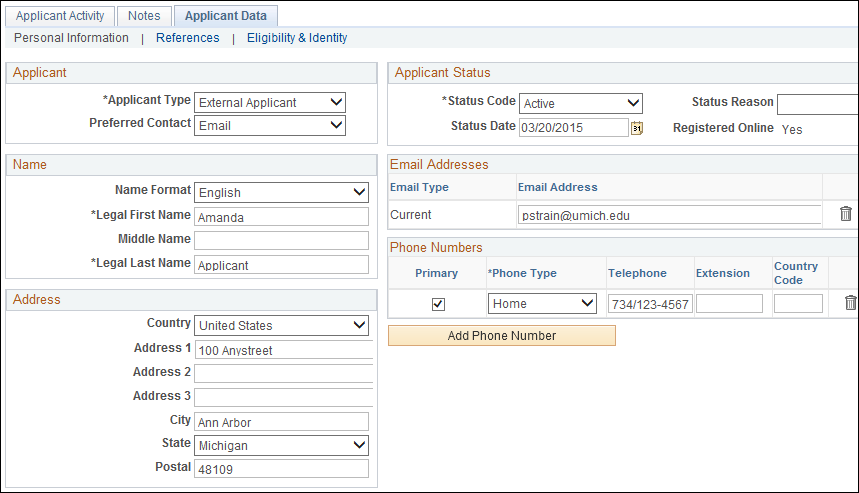 Applicant Data