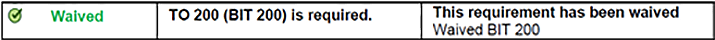 screenshot of waived exception