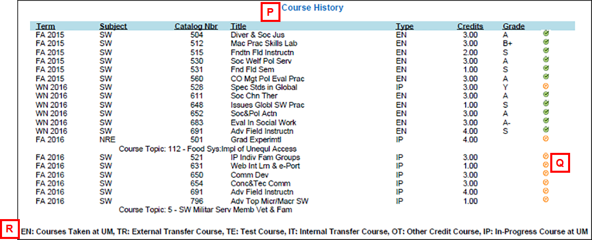 screenshot of Degree Audit Report