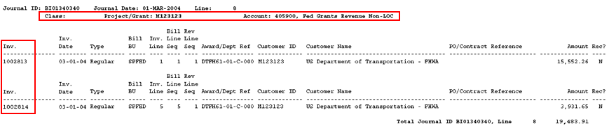 AR/Billing Detail Report with multiple invoices
