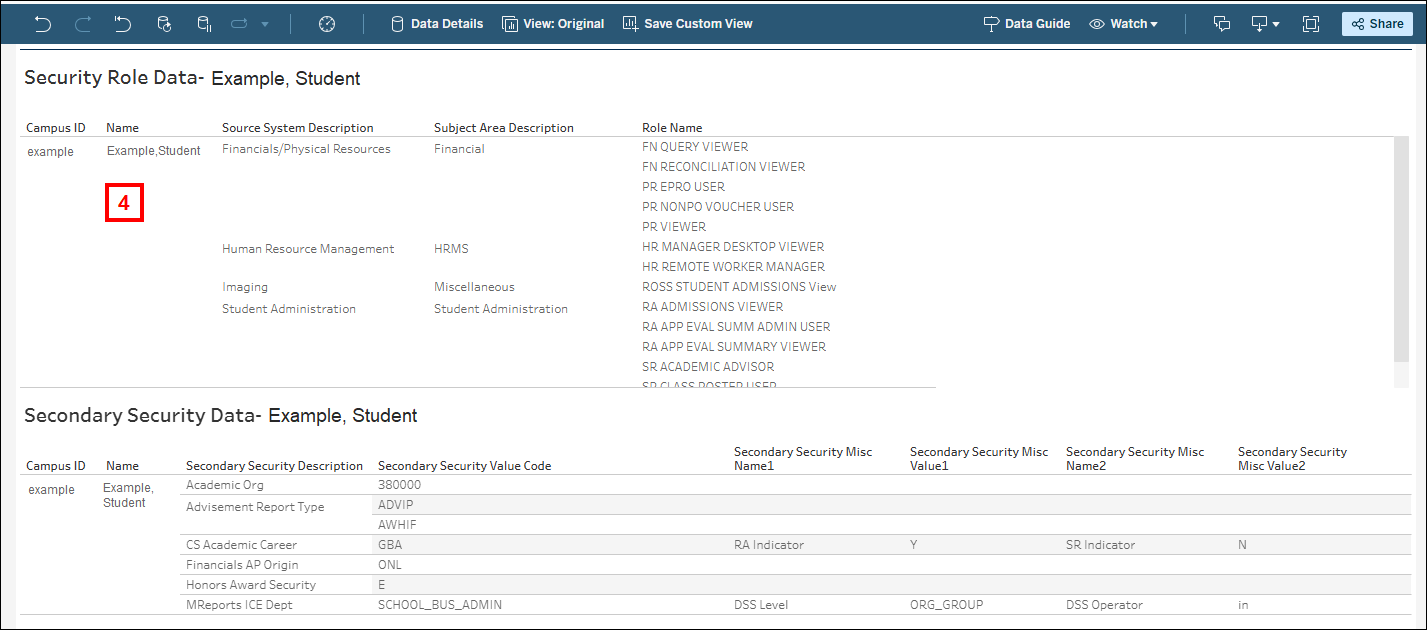 Security Role Data and Secondary Security Data screenshot
