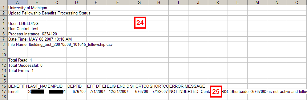 Field locations for steps 25-25