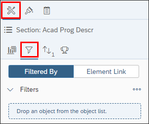 screenshot of the BO 4.3 Properties Panel - Report Element Data - Filter Panel.