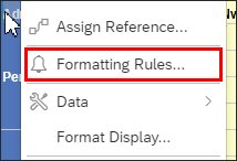 screenshot of BO 4.3 contextual menu showing the formatting rules option