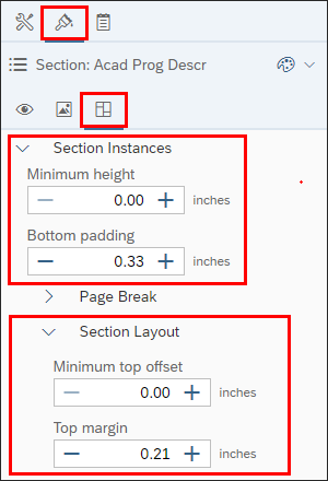 screenshot of BO 4.3 Properties Panel  - Report Element Format - Layout Settings showing the Minimum Height setting.