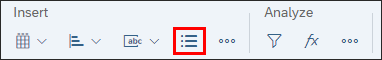 screenshot of the BO 4.3 toolbar showing the Insert Section icon, which is the fourth icon in the Insert section.