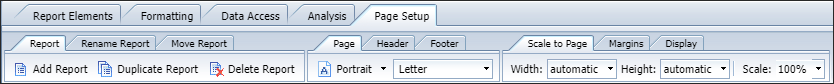 Page Setup tab from the BO 4.2 toolbar