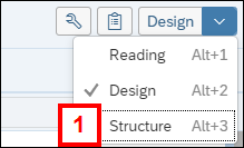 Screenshot of Reading/Design menu in the upper right corner.