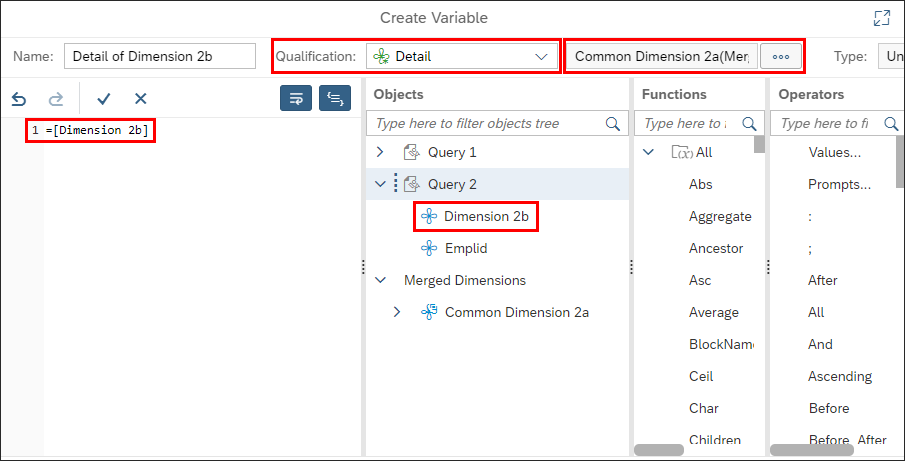 Screenshot of Variable Editor with Detail of Dimension 2b selected