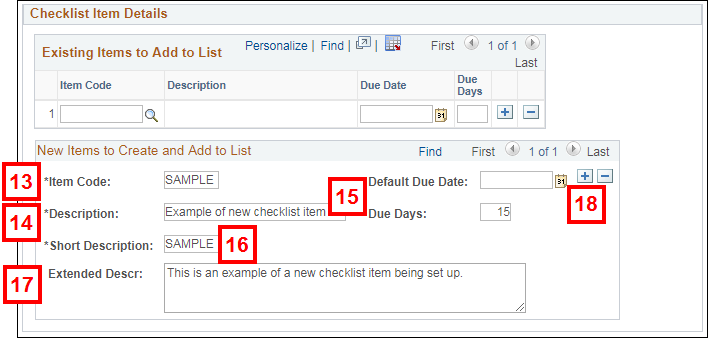 checklist item details