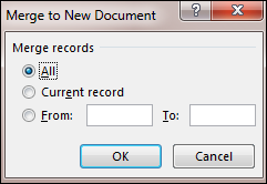 merge to new document dialog box