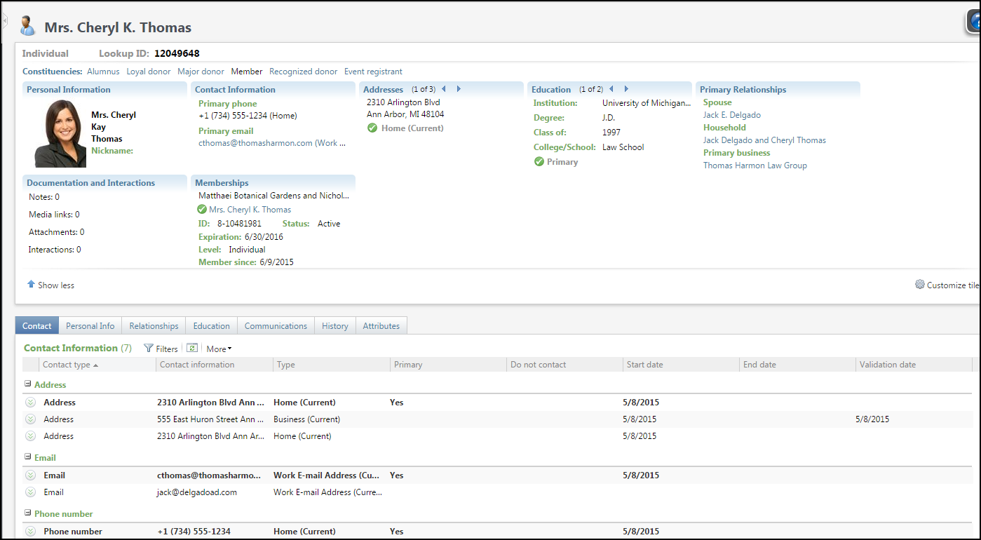 Contact Tab Screenshot