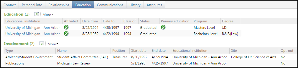 Education Tab Screenshot