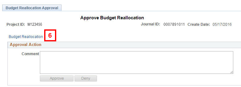 Budget Reallocation Approval Page.