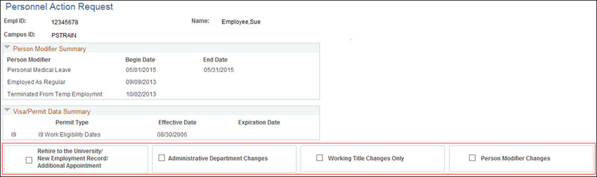 PAR 4 new Employee level changes screenshot