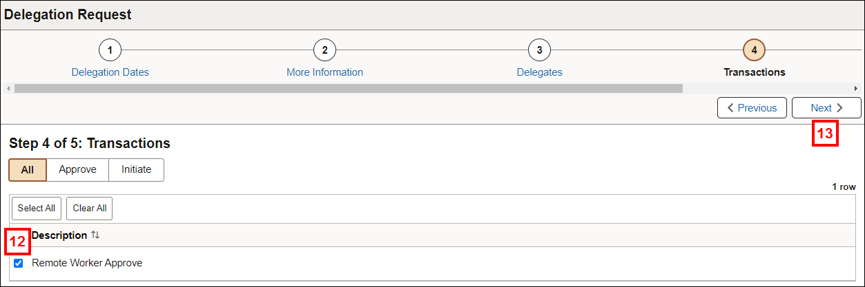 Delegation Request - Transactions screenshot