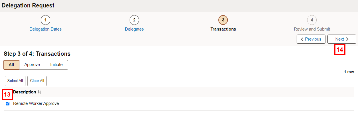 Delegation Request - Transactions screenshot