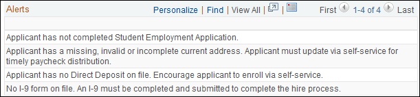 screenshot of alerts on the Student Information Page