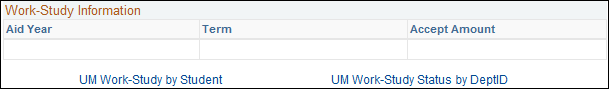 screenshot of Student Information Page - Work-Study Information section