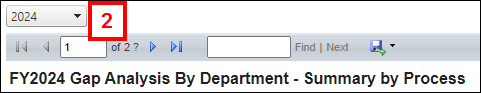 The fiscal year drop-down list which is above the report header.