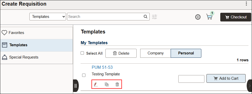 Templates page