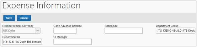 Expense Information pane