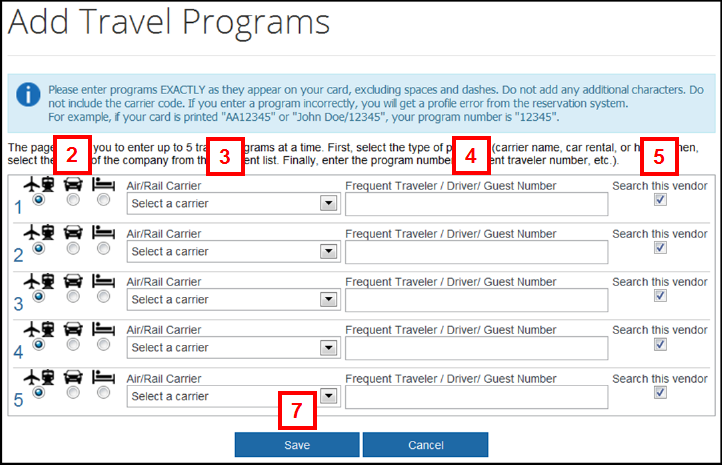 Field locations for steps 2-7