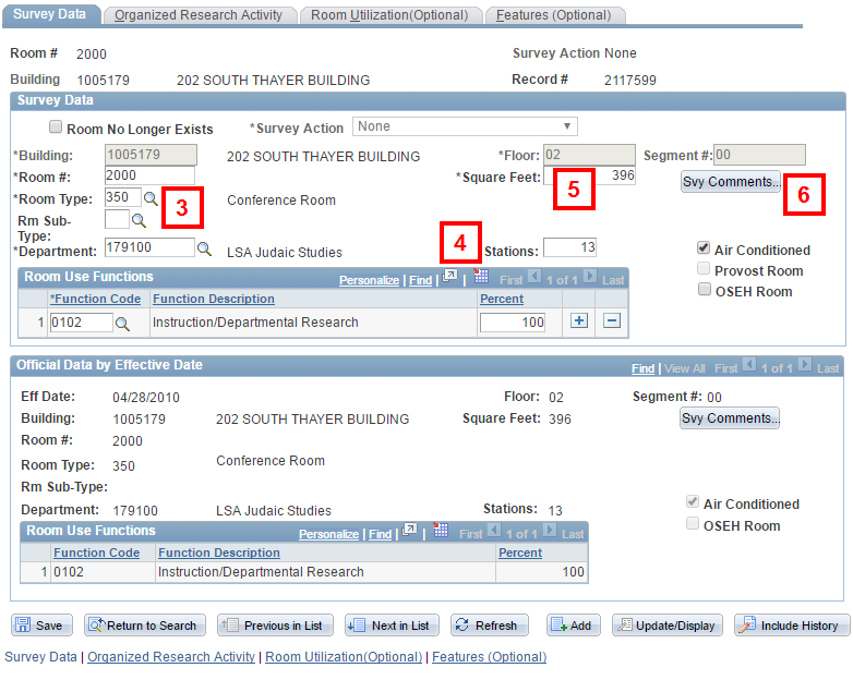 Field location for steps 3-6