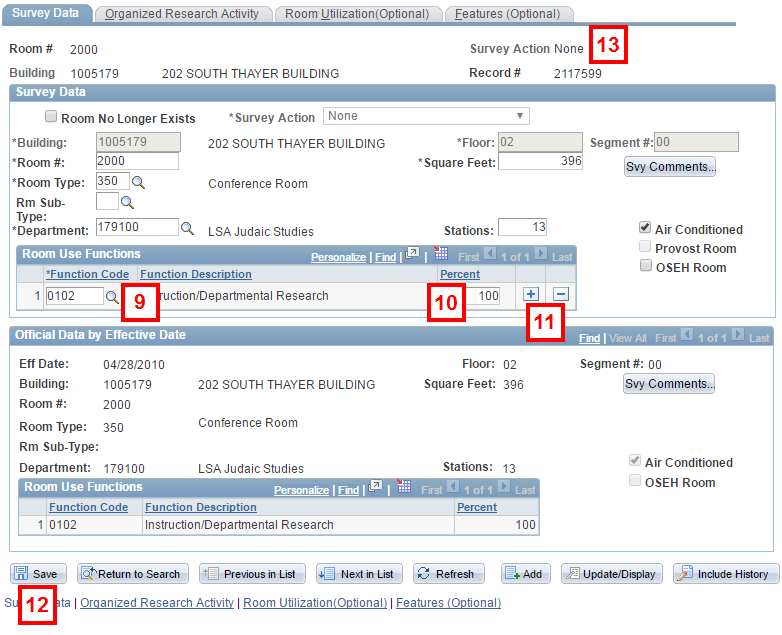 Field location for steps 9-12