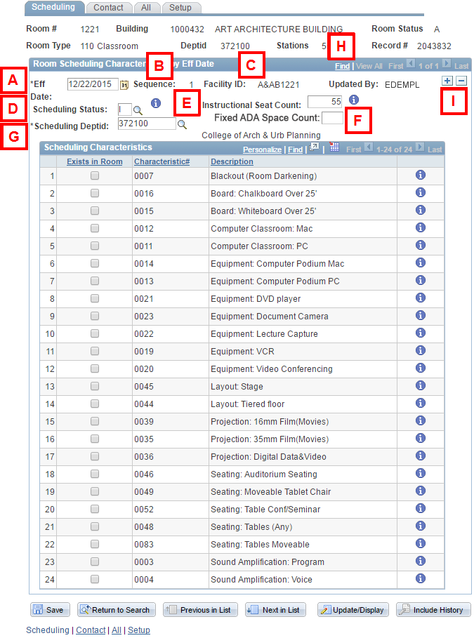 Scheduling Tab