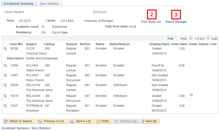 Enrollment Summary page displaying steps 2-3