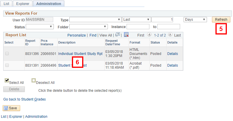 Administraiton page showing steps 6-7