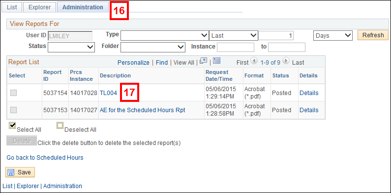 Location of approvals link