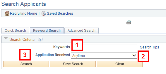 Search Applicants Keyword Search
